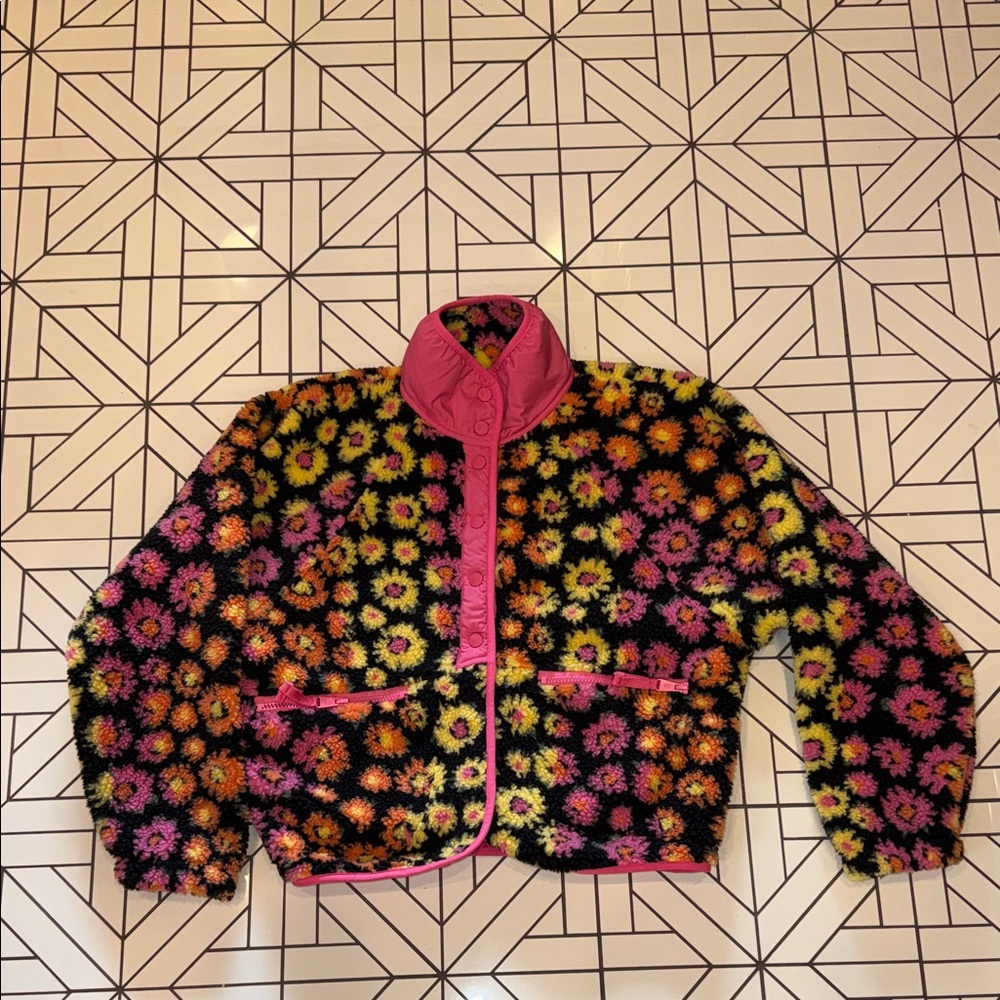 FP Movement by Free People Floral Ski Jacket with Pink Trim
